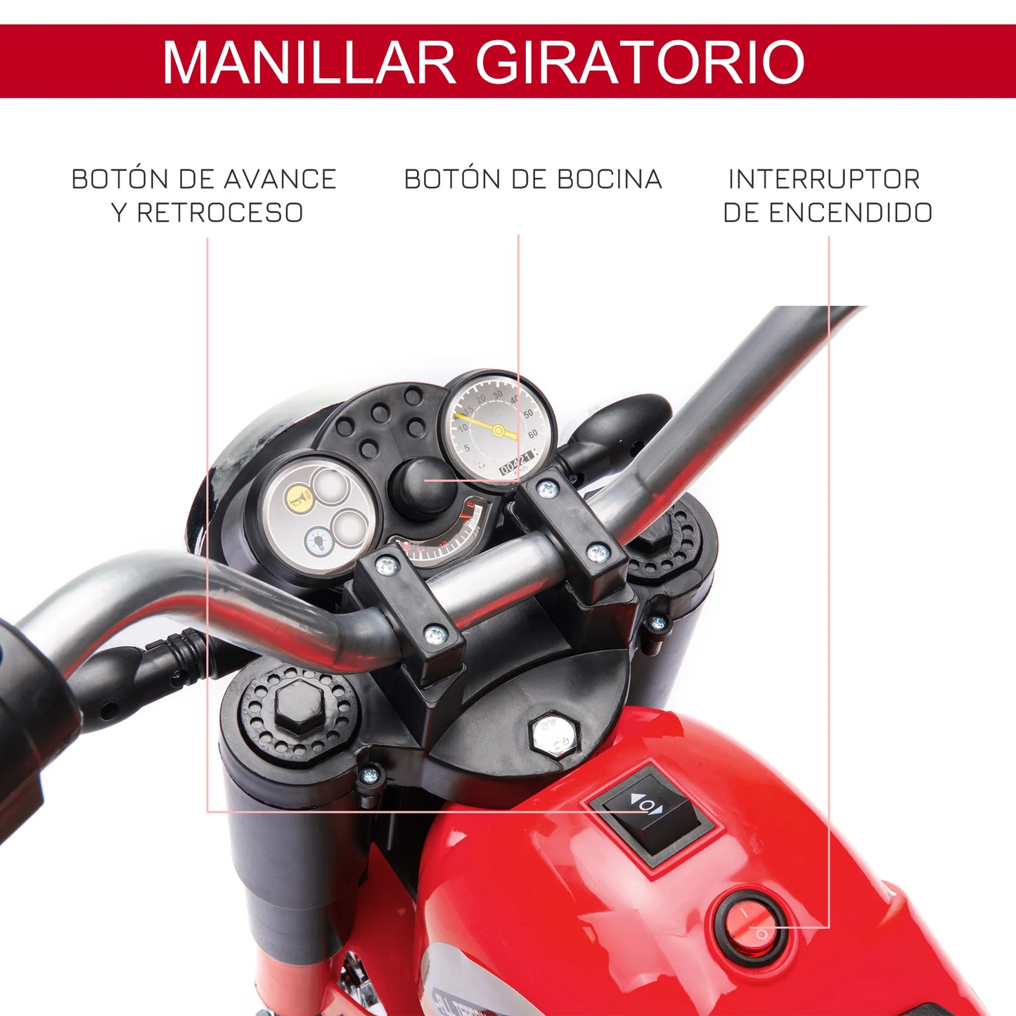 đ” HOMCOM Elektrisk Trehjulig Motorcykel för Barn â 6V â Med StrĂ„lkastare & Tuta â 18â36 MĂ„nader