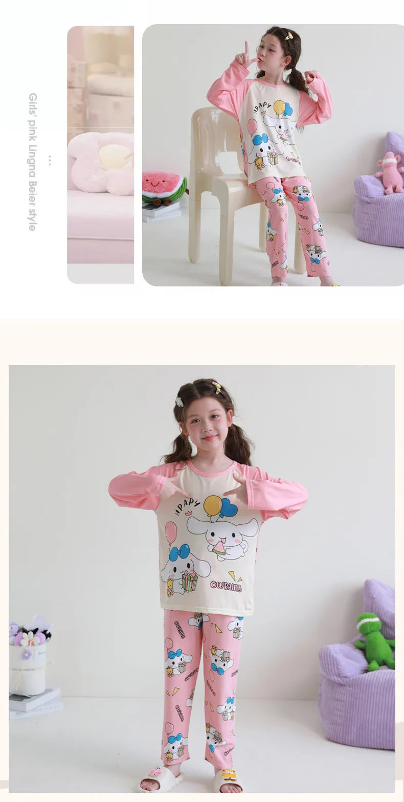 🧸 Sanrio Pyjamas för Barn – Kuromi, My Melody, Cinnamoroll – Långärmad – 100% Bomull – Kawaii Design