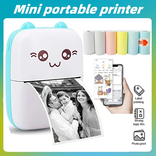 Mini Bärbar Bluetooth Skrivare 203DPI – Trådlös Fotoskrivare med Termopapper
