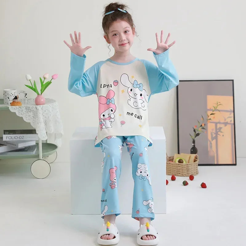 🧸 Sanrio Pyjamas för Barn – Kuromi, My Melody, Cinnamoroll – Långärmad – 100% Bomull – Kawaii Design