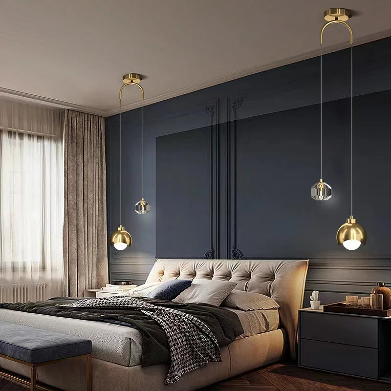 YUGUUK Klotpendel i pläterad metall, guld/svart – LED-belysning, 220 V