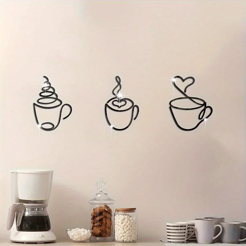 ☕ Kreativa Väggdekorationer med Kaffetema – Metallkonst för Café, Hem & Hotell – 1/3-pack