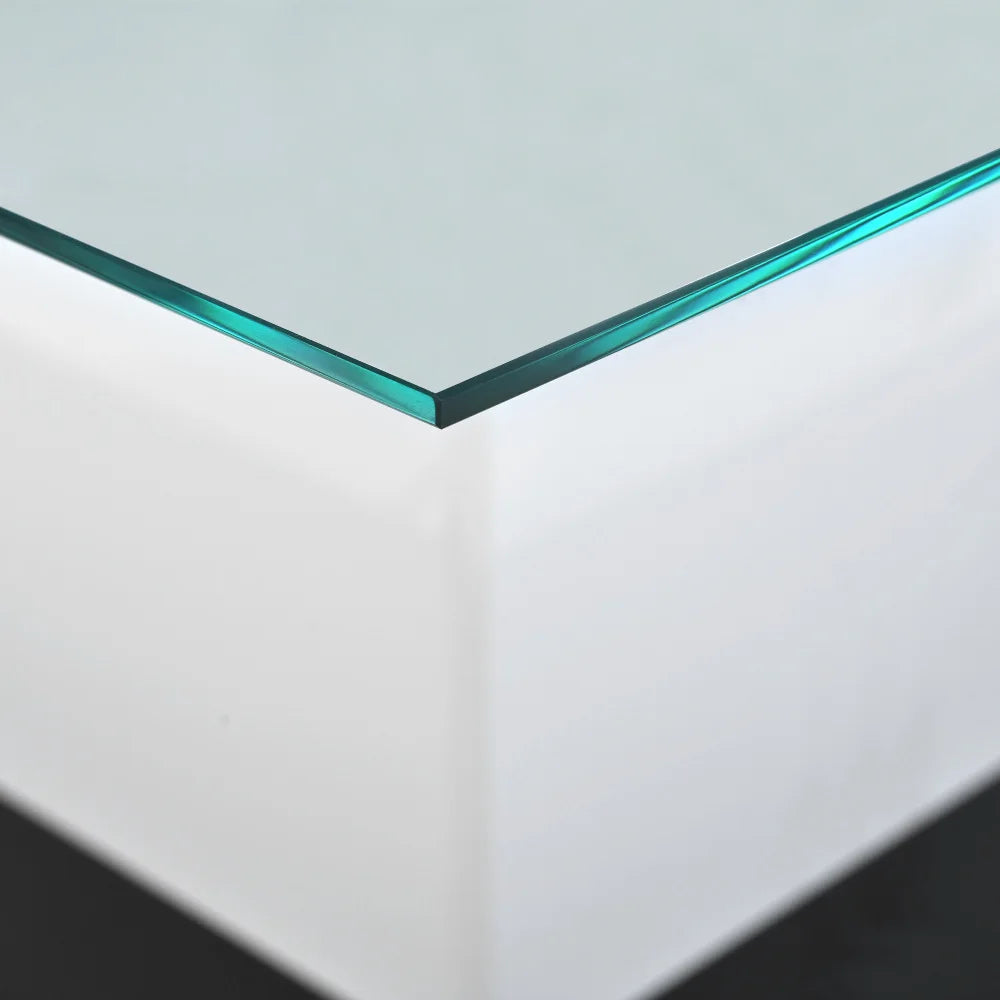 Modern Mobil Kaffebord med LED – Högblank Glasdesign – Svart & Vit – För Vardagsrum