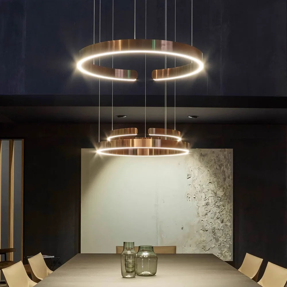 Nordisk LED Ringformad Taklampa – Modern Design i Roséguld, Svart, Vitt & Guld