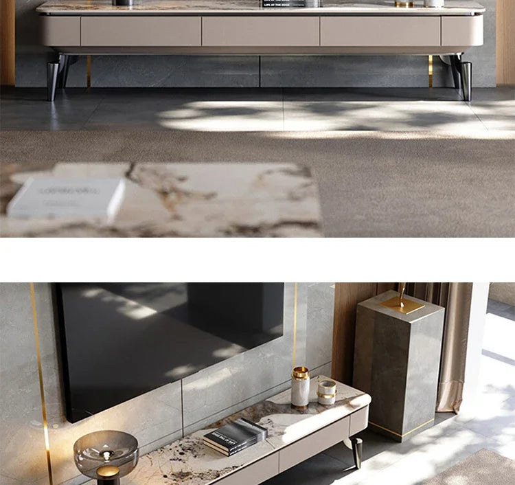 DUTRIEUX TV-bänk – Modern Minimalism med Lyxig Stenfinish
