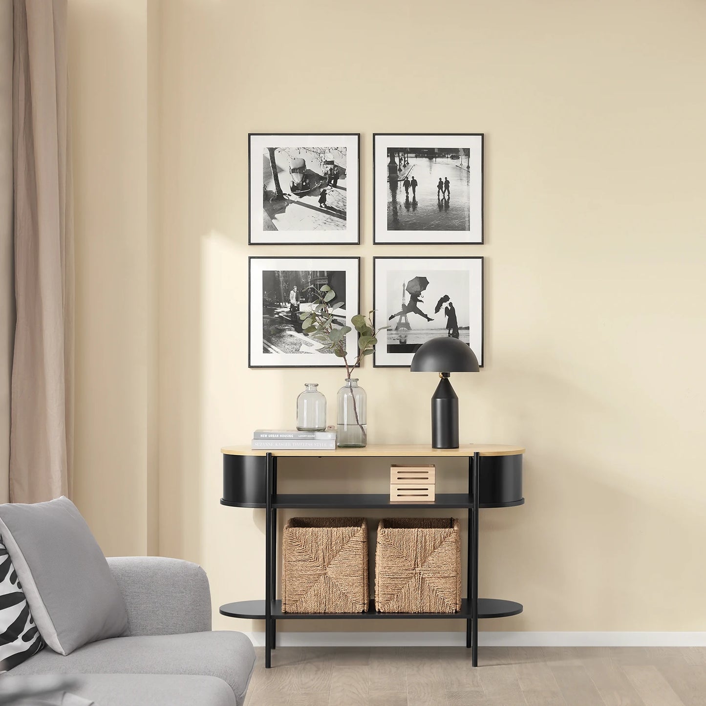 SoBuy FSB102 Konsolbord – Industriell Design med 3 Hyllplan