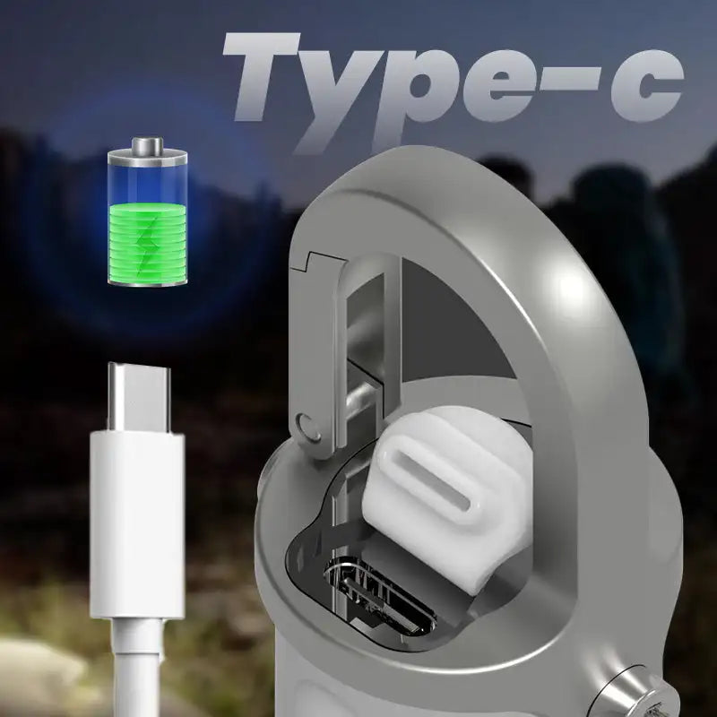 1200LM Superljus Mini Nyckelringsficklampa – Vattentät & USB-Uppladdningsbar – För Camping & Nödsituationer