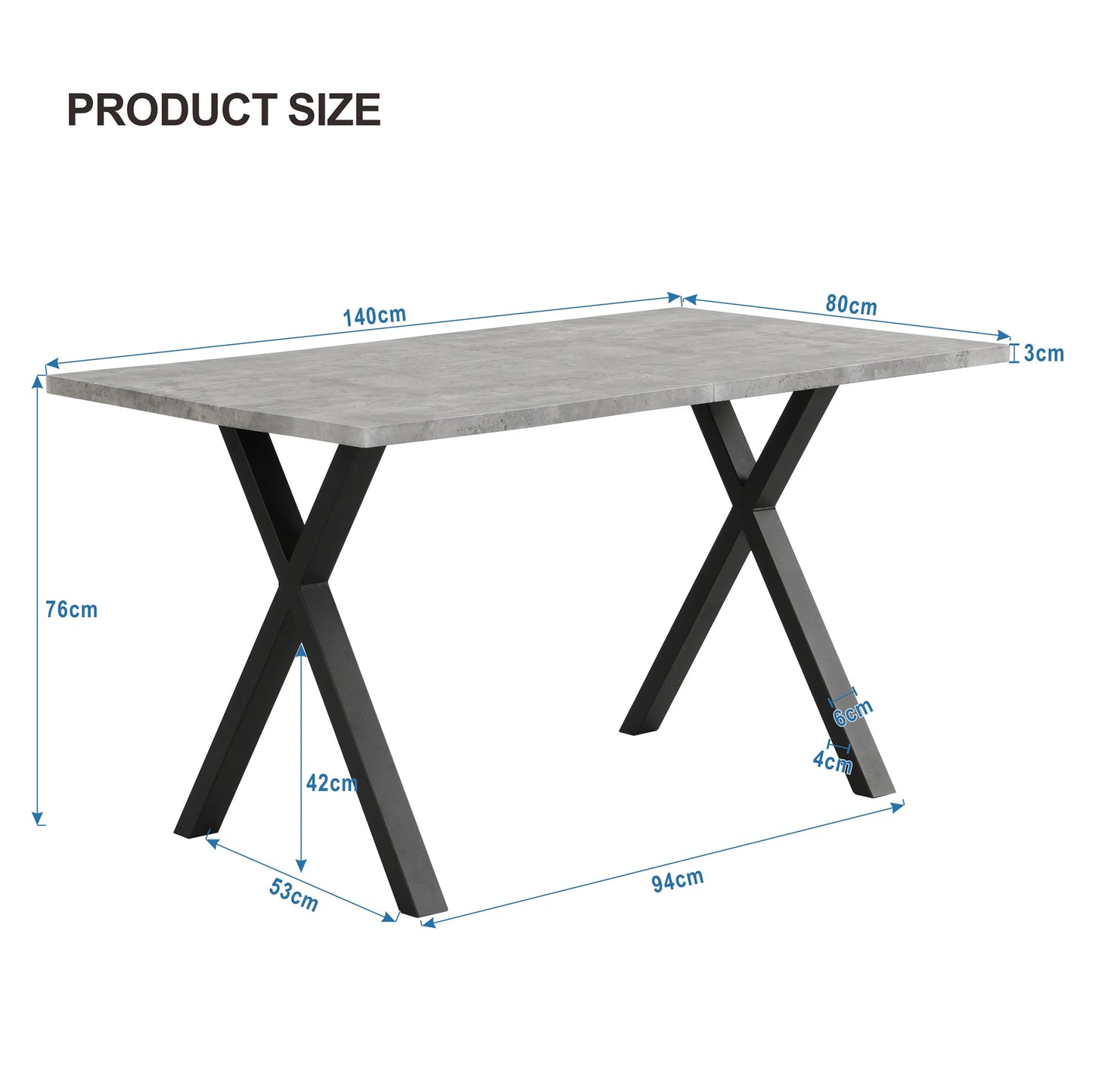 Jugacool Matbord – Modern Minimalism i Smidesjärn & Betonglook (140 × 80 cm)