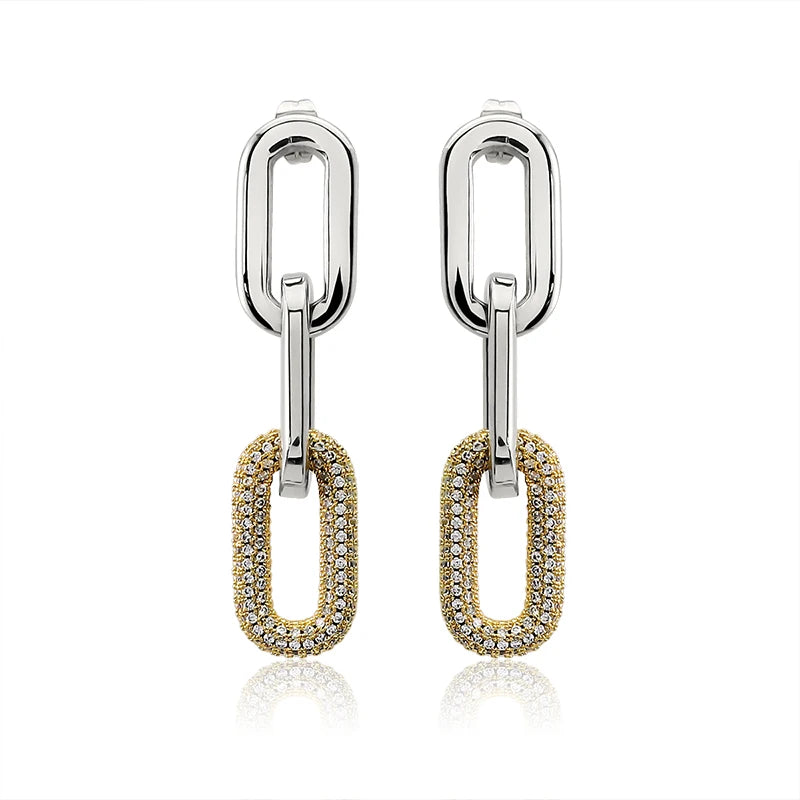Tjock Länk-Kedjehalsband med Kristaller – 316L Rostfritt Stål – Guld & Silver – Unisex Hiphop Stil