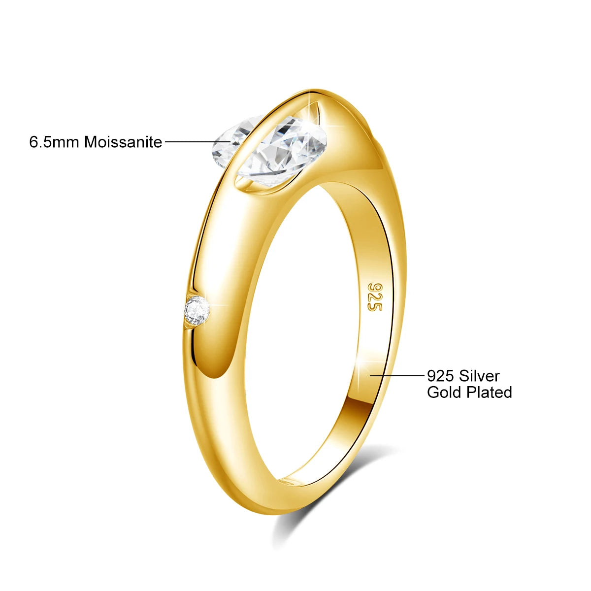 Roterbar Moissanite Ring – 1CT – Äkta S925 Silver – Klassisk Bröllopsring med GRA Certifikat