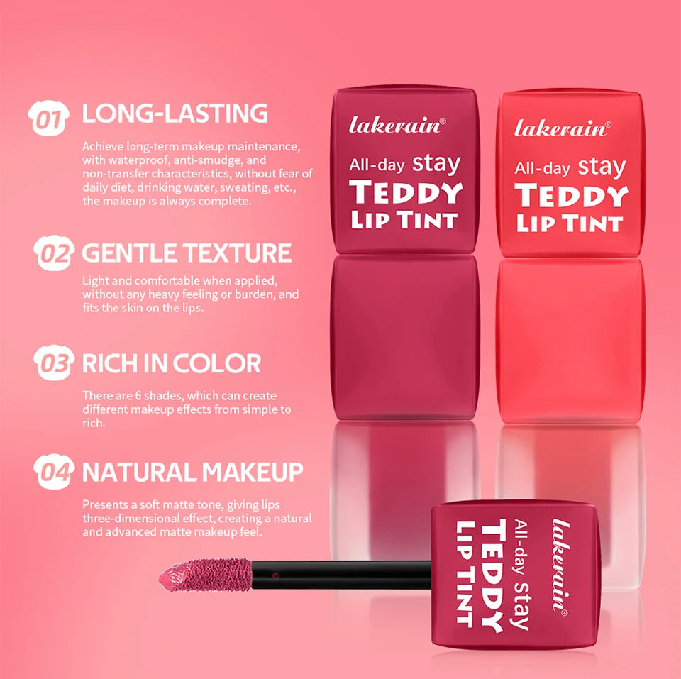 Teddy Lip Tint – Vattenfast Läppfärg med Matt Finish – Upp till 12h Hållbarhet