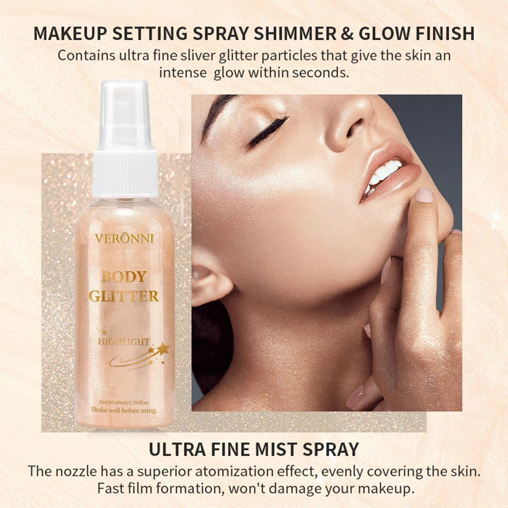 Body Glitter Spray Oil Lotion – 4 Colors