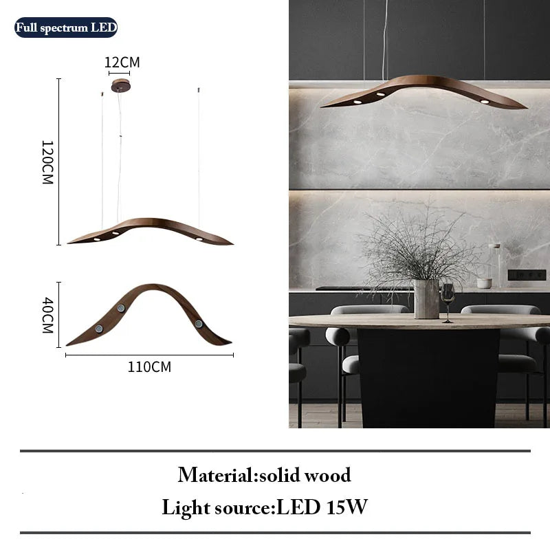 Modern Träpendellampa med LED – Elegant Takbelysning för Inomhusmiljöer
