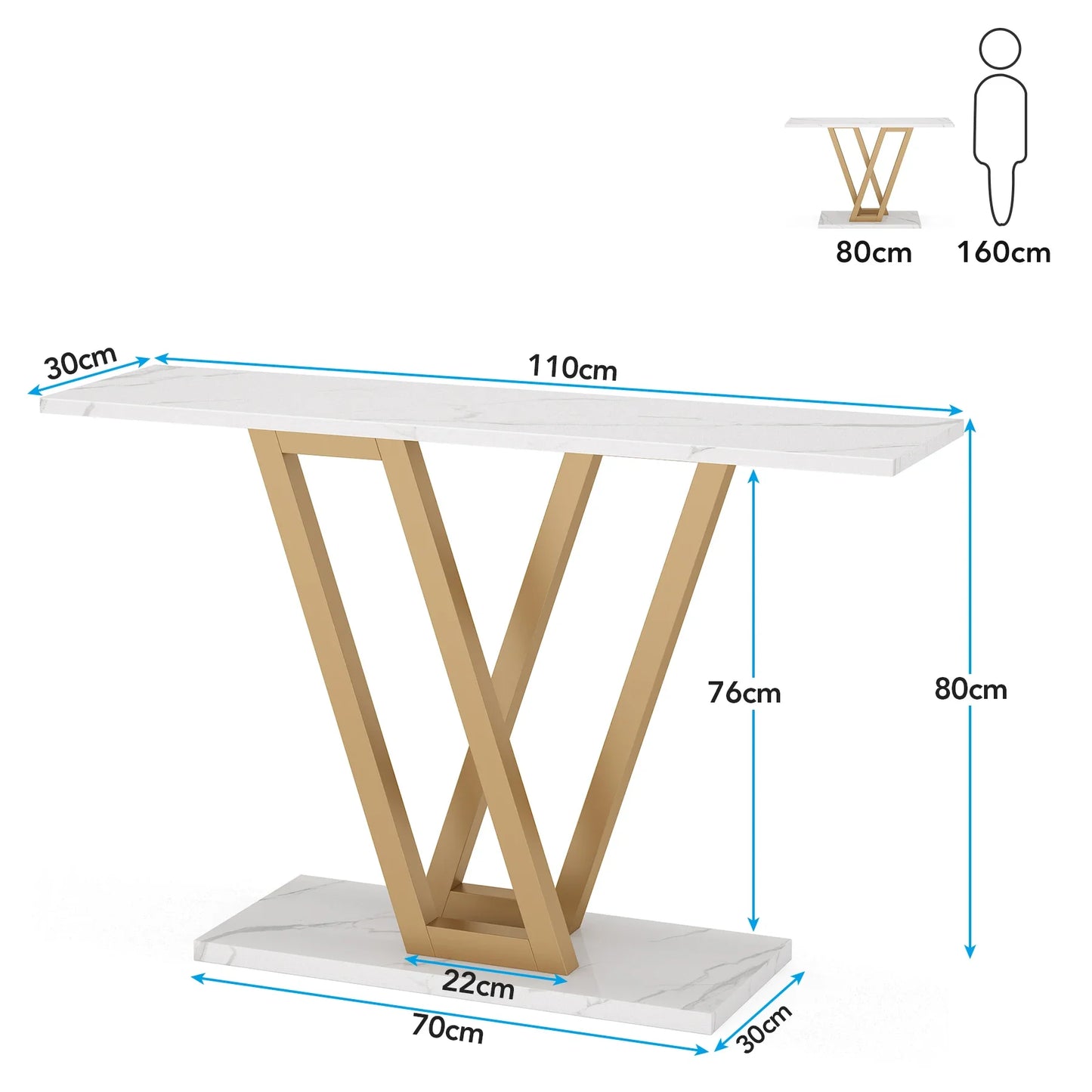 đȘ Tribesigns Konsolbord 110 cm â Industriell Design med V-formade Metallben â För Hall & Vardagsrum
