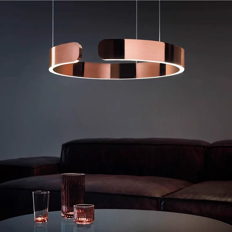 Nordisk LED Ringformad Taklampa – Modern Design i Roséguld, Svart, Vitt & Guld