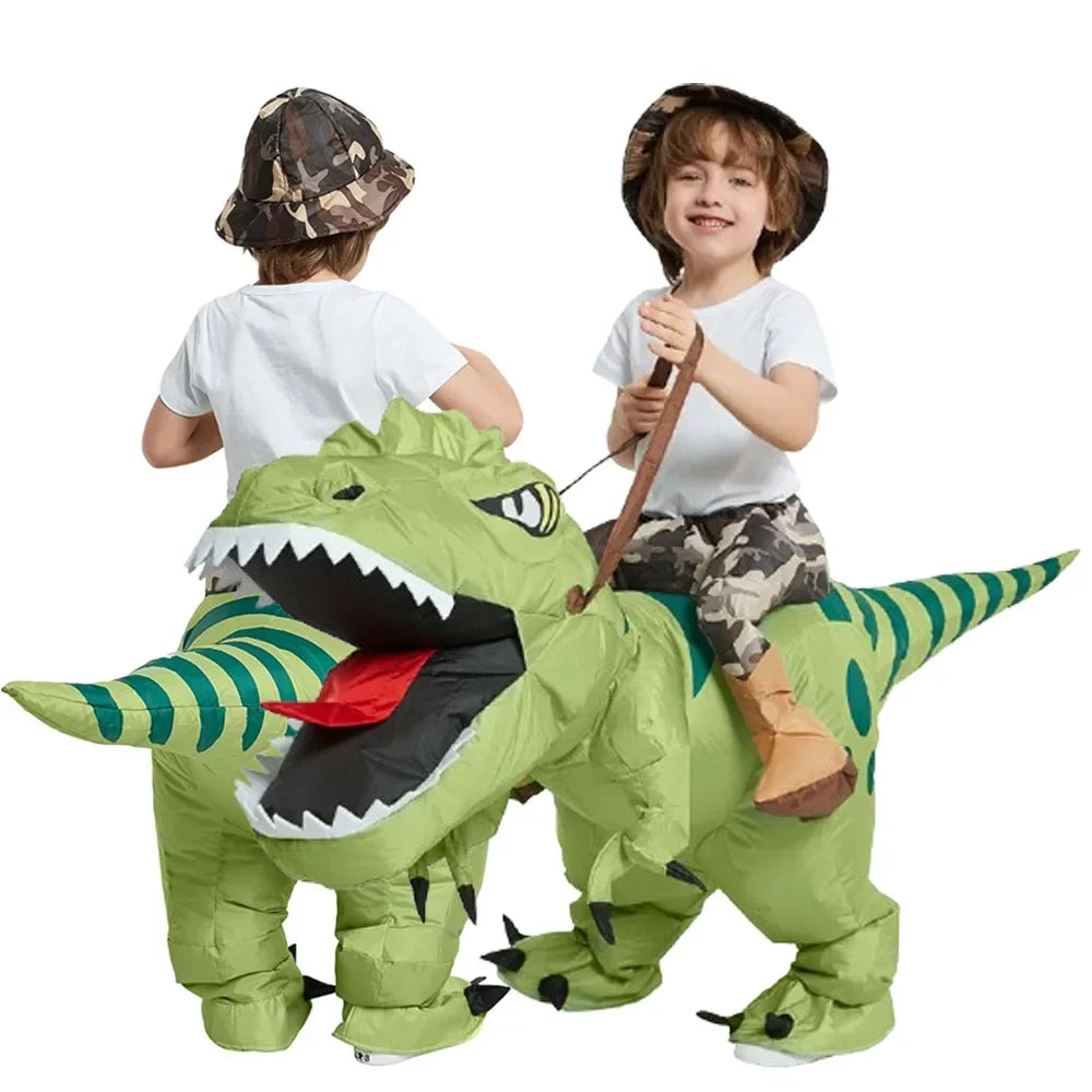 Uppblåsbar Dinosauriedräkt – T-Rex Kostym för Barn & Vuxna