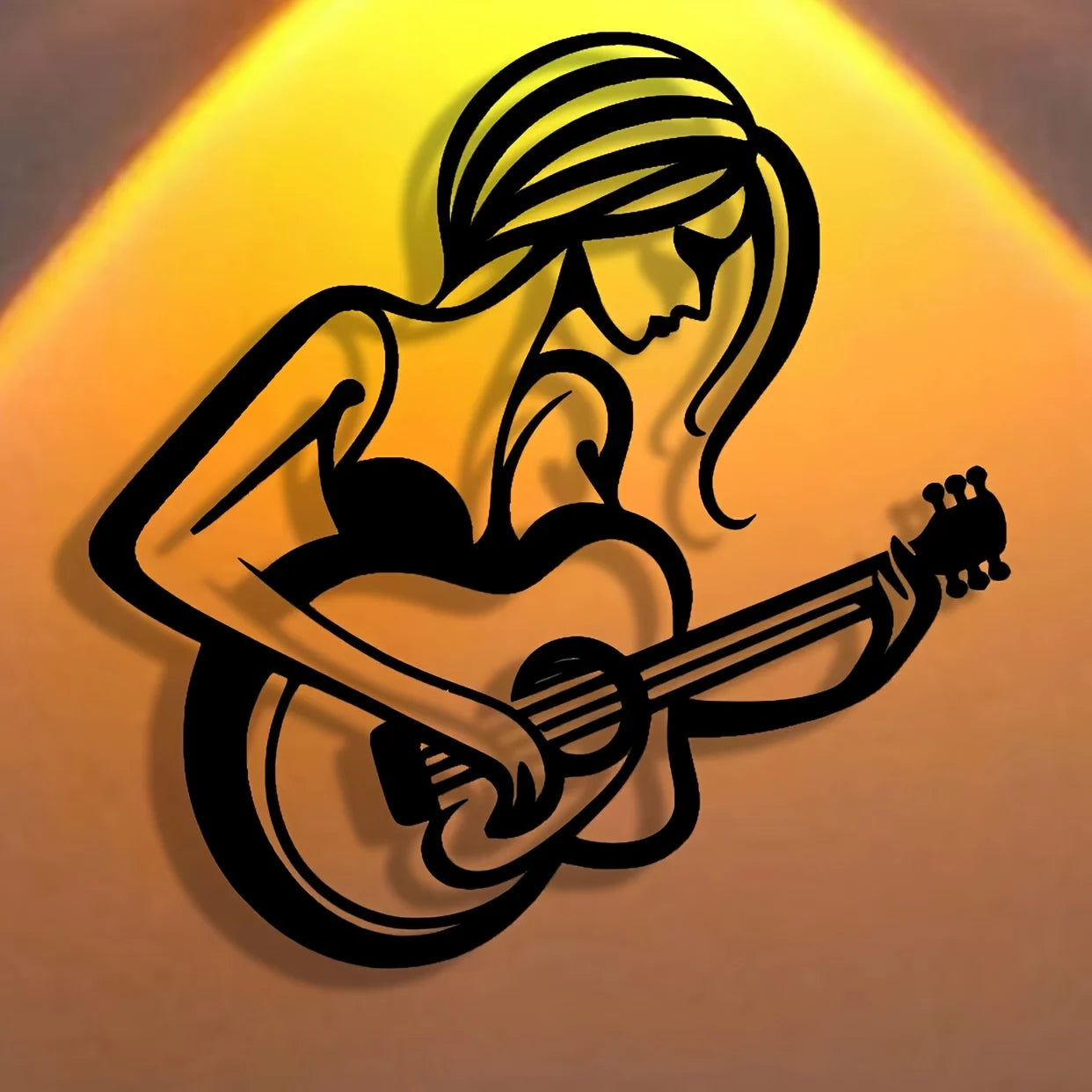 đž Abstrakt Gitarrist VĂ€ggkonst i Metall â För CafĂ© & Bar â Perfekt Present till MusikĂ€lskare