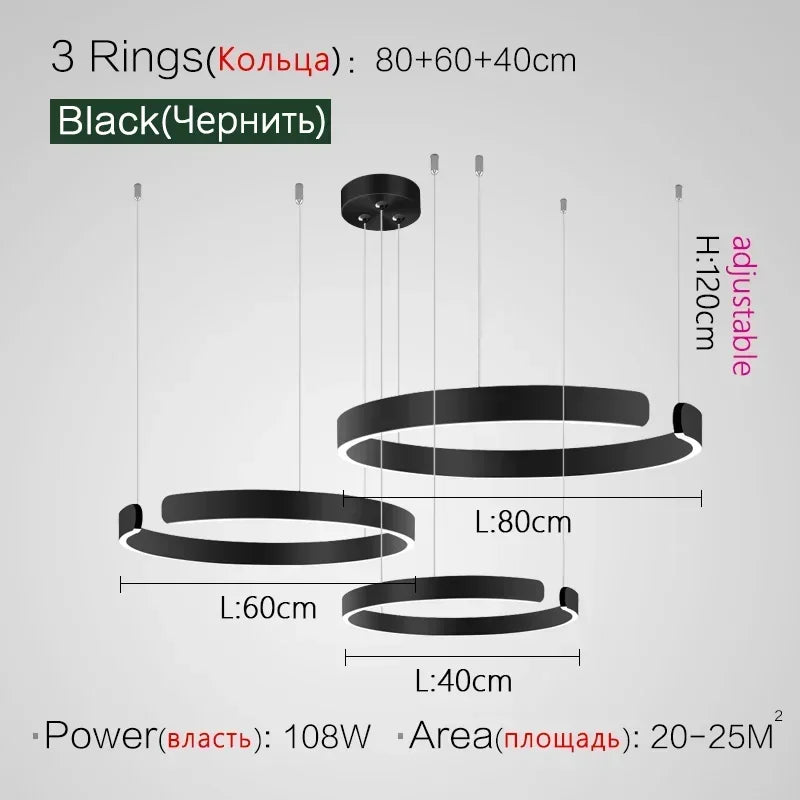 Minimalistisk LED Taklampa med Cirkulära Ringar – D40/D60