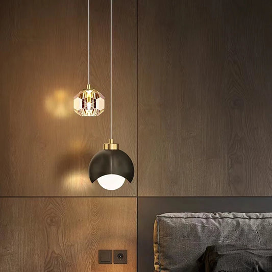 YUGUUK Klotpendel i pläterad metall, guld/svart – LED-belysning, 220 V
