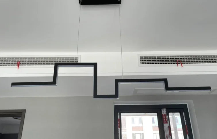 Nordisk geometrisk LED-kronljus – minimalistisk svart taklampa för vardagsrum, kök eller restaurang