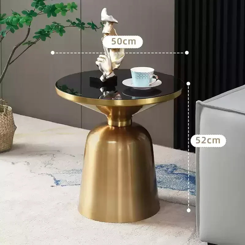 Nordiskt Soffbord i Metall & Glas – Lyxig Rund Design för Vardagsrum & Sovrum