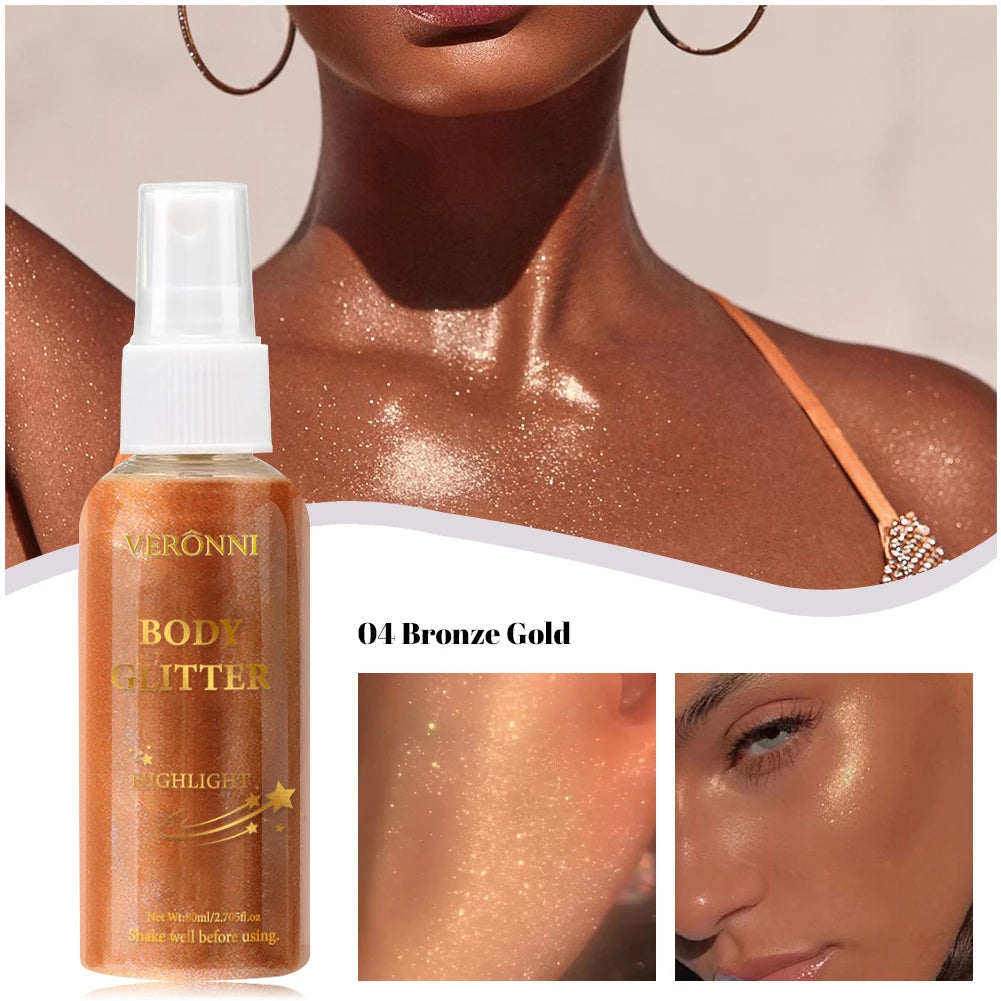 Body Glitter Spray Oil Lotion – 4 Colors
