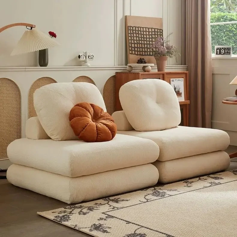 Modern Fällbar Soffbädd i Manchestertyg – 1-sits Futon med ryggstöd för vardagsrum & sovrum