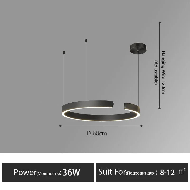 Nordisk LED Ringformad Taklampa – Modern Design i Roséguld, Svart, Vitt & Guld
