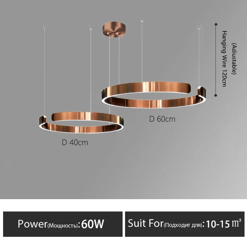 Nordisk LED Ringformad Taklampa – Modern Design i Roséguld, Svart, Vitt & Guld