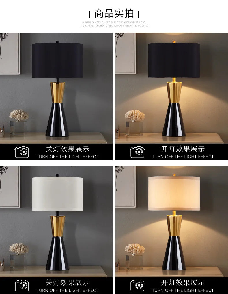 đĄ KIQUNE Bordslampa i Amerikansk Minimalistisk Stil â JĂ€rn & Tyg â LED â För Sovrum & Arbetsrum