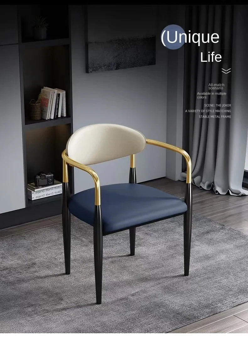 Designstol med Svarta Metallben – Mjuk & Ergonomisk – För Vardagsrum, Sminkhörna & Restaurang
