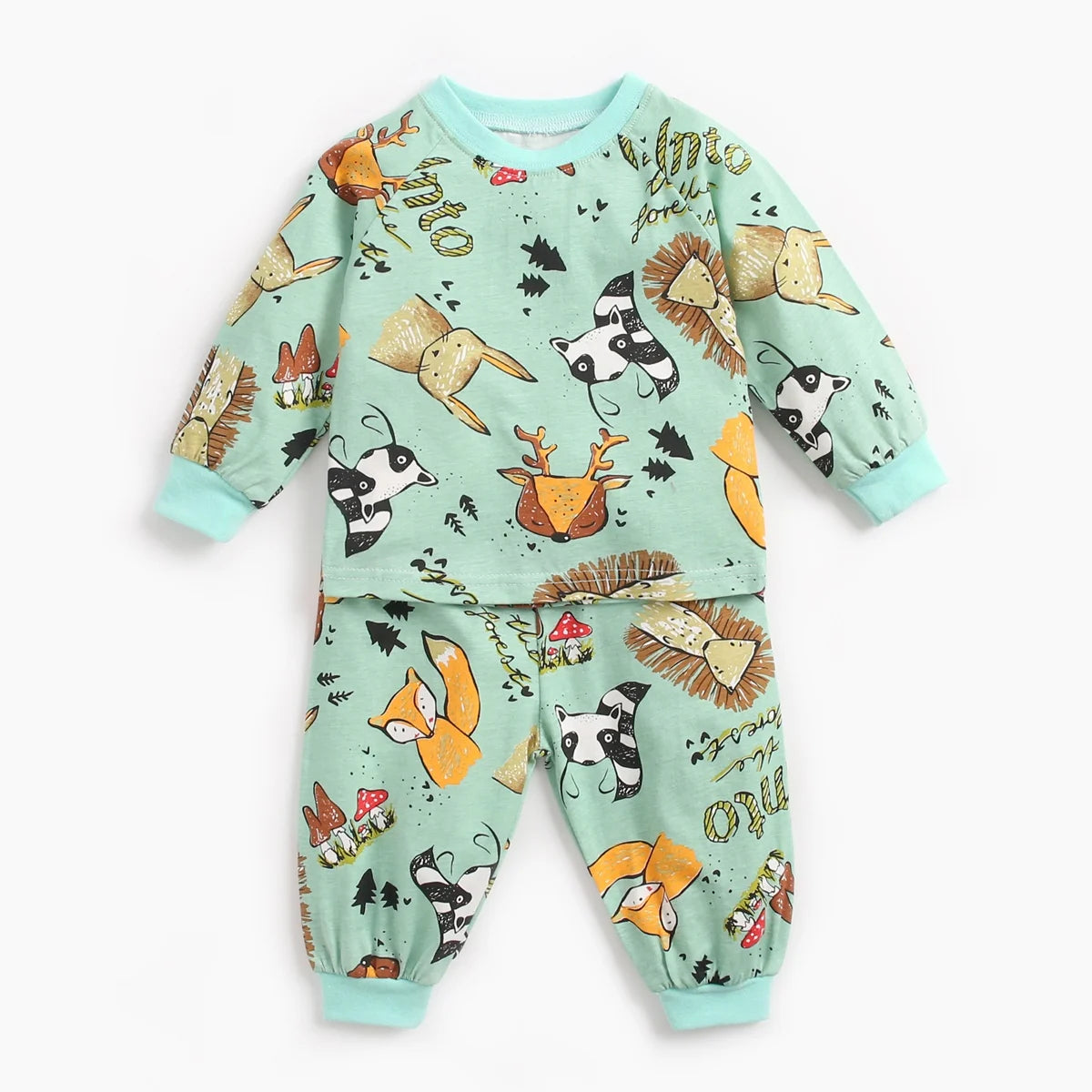 Färgglad Baby Pyjamas – 2-delad Set i 100% Kammad Bomull – Söta Tryck – För Nyfödda & Småbarn (0–4 år)