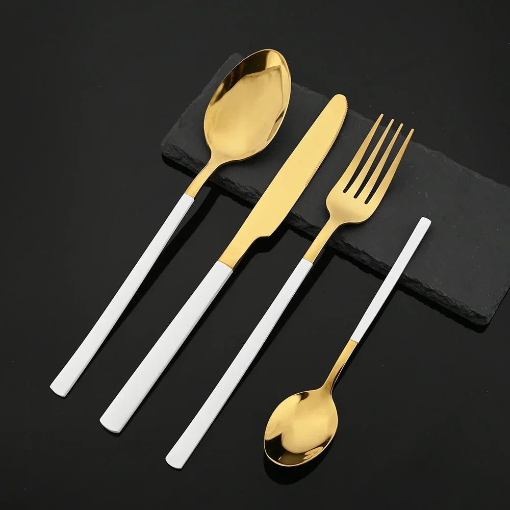 Bestickset 16-delar Svart Guld – Rostfritt Stål
