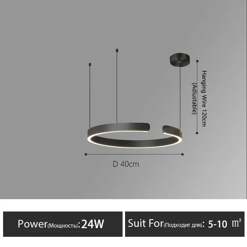 Nordisk LED Ringformad Taklampa – Modern Design i Roséguld, Svart, Vitt & Guld