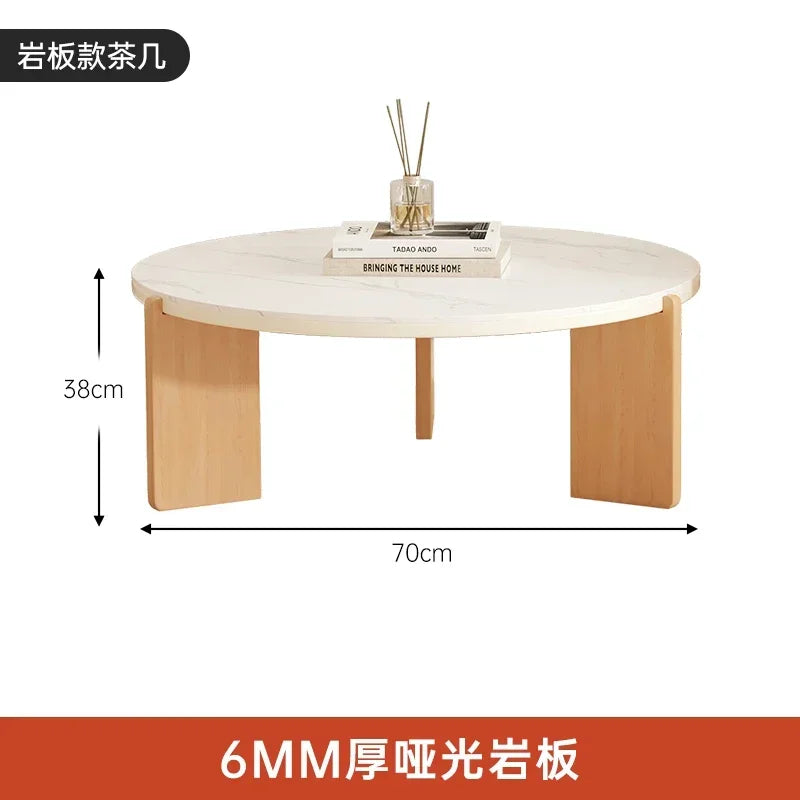 OLOEY Lyxigt Rundt Soffbord – Japansk Design & Modern Enkelhet