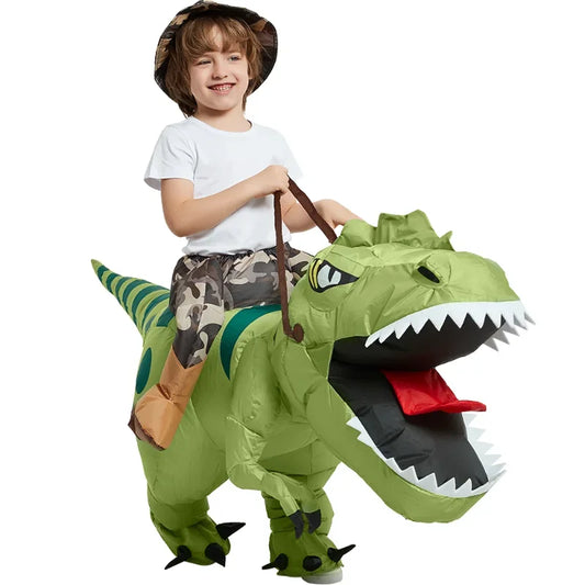 Uppblåsbar Dinosauriedräkt – T-Rex Kostym för Barn & Vuxna