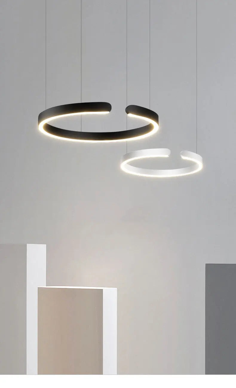 Nordisk LED Ringformad Taklampa – Modern Design i Roséguld, Svart, Vitt & Guld