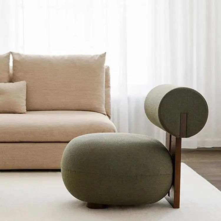 Nordisk Soffstol i Massivt Trä – Modern Krämstil | Flanell & Bomull | Lätt Lyx för Vardagsrum & Lounge