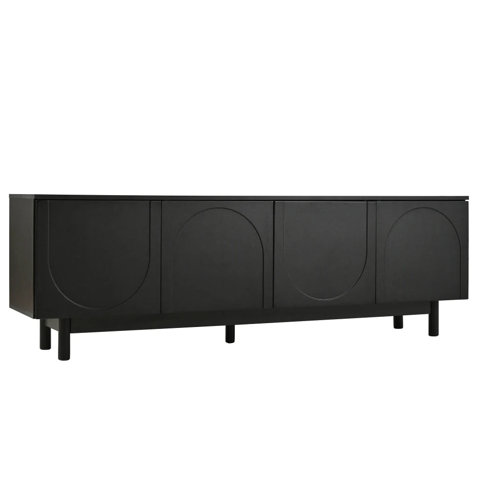 Modern Svart TV-bänk – Elegant Design med Justerbar Förvaring