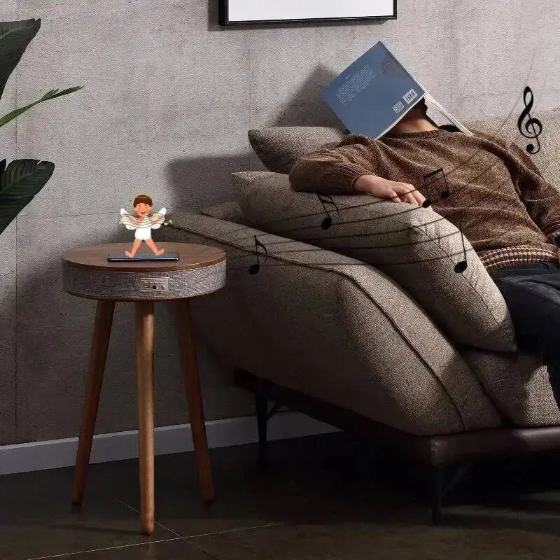 Smart Kaffebord med Bluetooth-högtalare & Trådlös Laddning – Nordisk Design