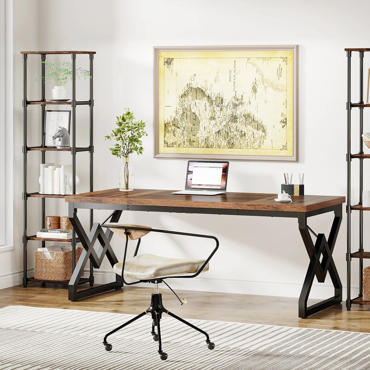 Tribesigns Executive Desk – Extra Tjockt Kontorsbord med Metallram (160 cm)