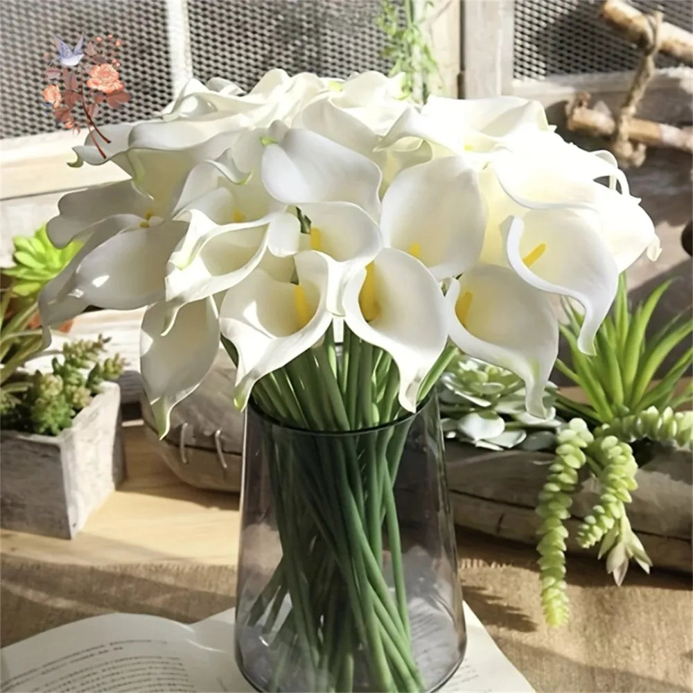 10-pack konstgjorda Calla Liljor – Realistiska blommor för bröllop och heminredning