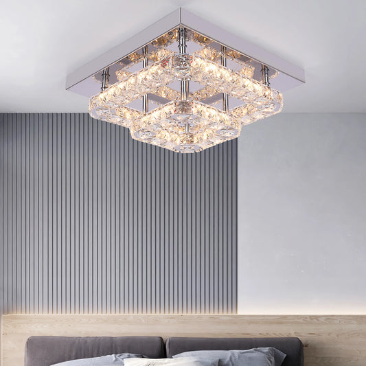 Vetrulus Kristallkrona – LED Taklampa i Lyxig Design (27 × 27 × 12 cm)