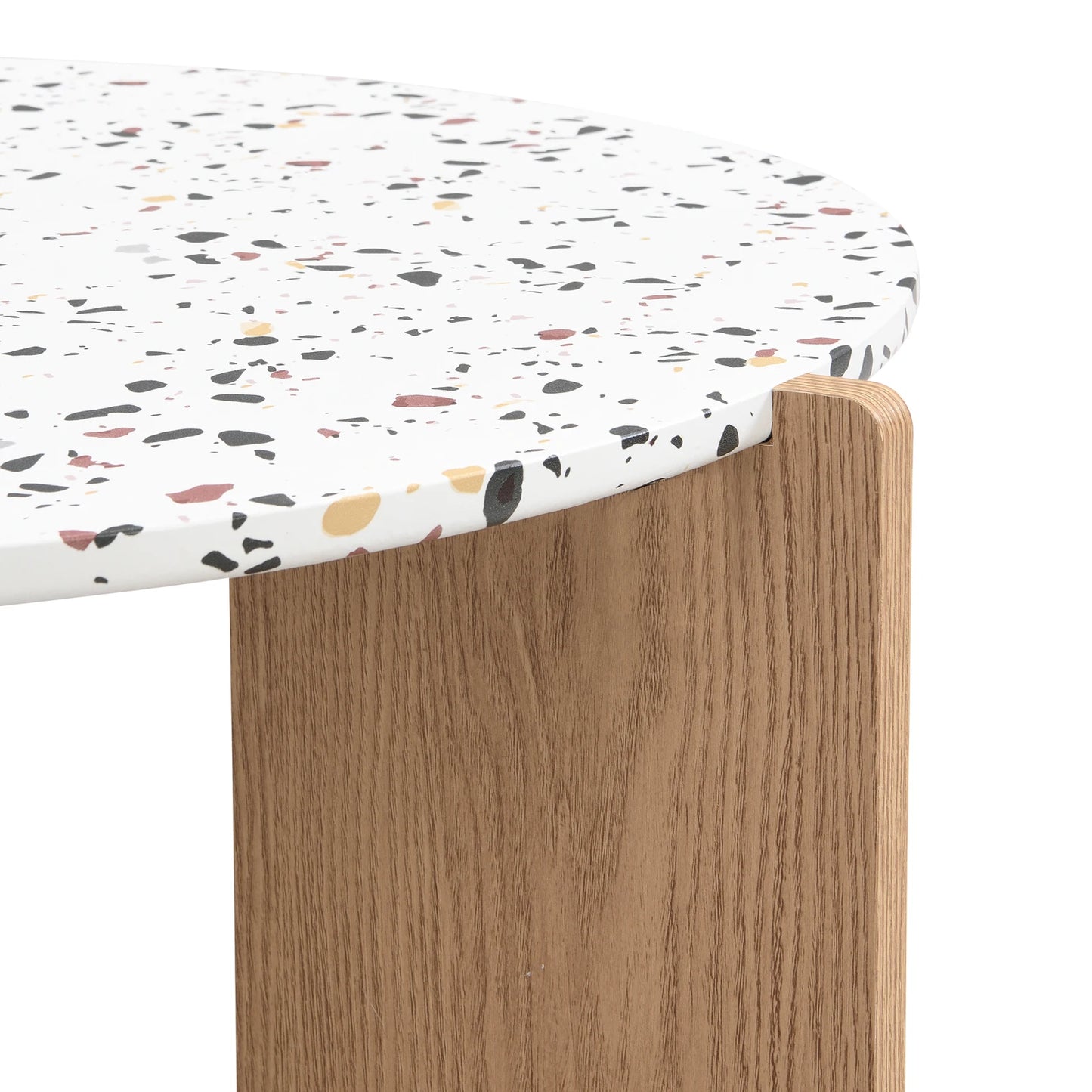 Rosahqnda 2-delat Runt Soffbord – Vit & Trä – Stapelbar Design – 70 & 50 cm