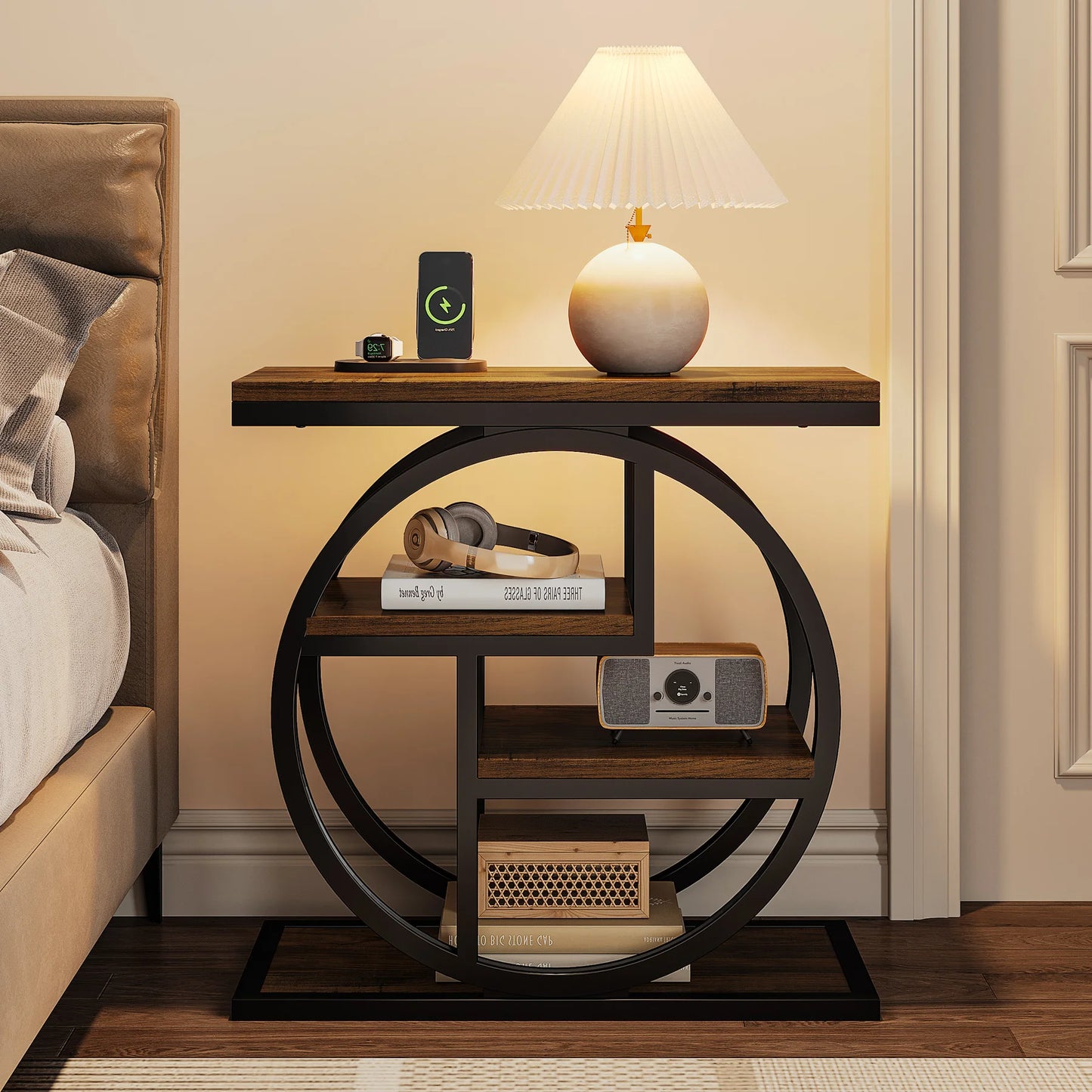 Tribesigns Industriellt Sidobord – Smal Design med 3 Hyllor