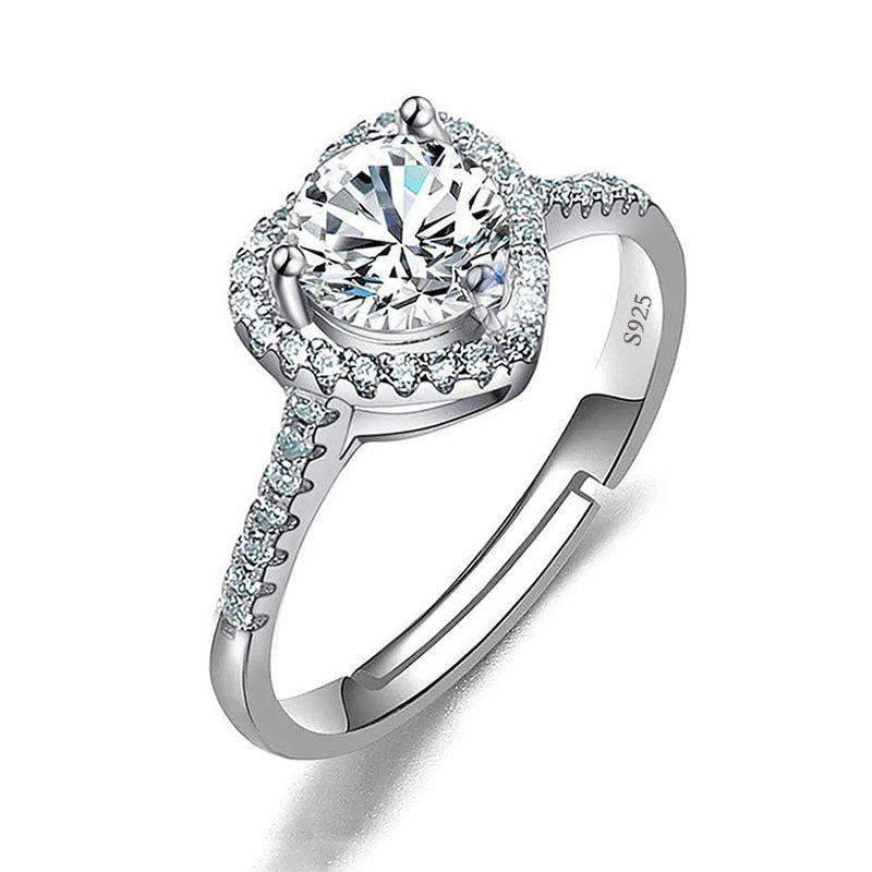 Justerbar Moissanite Förlovningsring – Öppen Design i Silverpläterad Koppar – Elegant & Prisvärd
