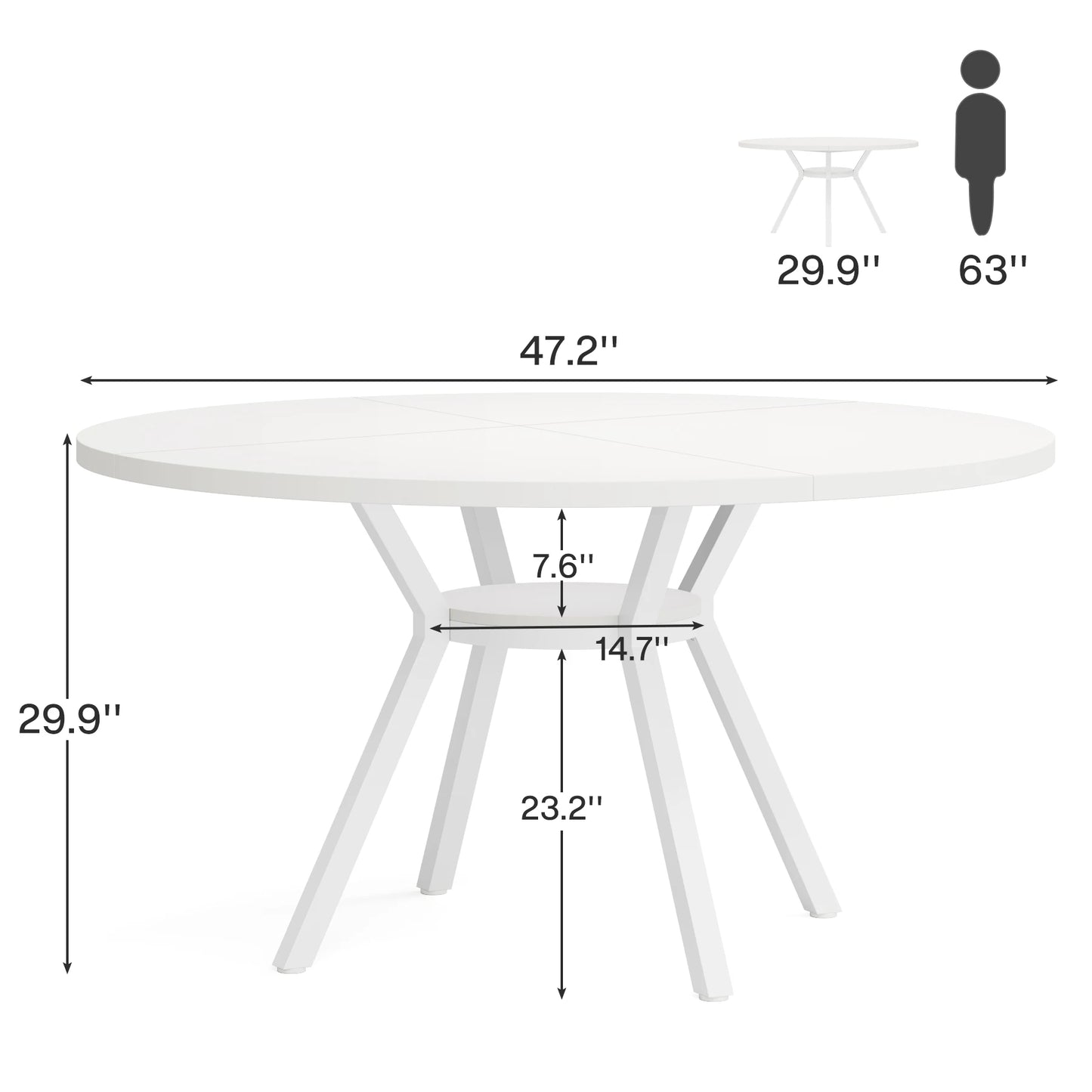 Tribesigns Runt Matbord – 120 cm Industriell Lantstil för 4–6 Personer