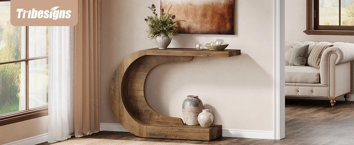 Tribesigns Konsolbord 110 cm – C-formad Design i Amerikansk Country-stil