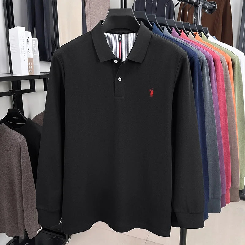 Herrpike i 100% Bomull – Broderad Häst – Höst/Vinter – Smart Casual