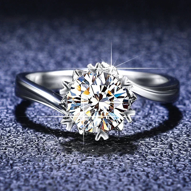 Äkta PT950 Platina Ring med 1ct Moissanite – Certifierad Bröllopsring för Kvinnor